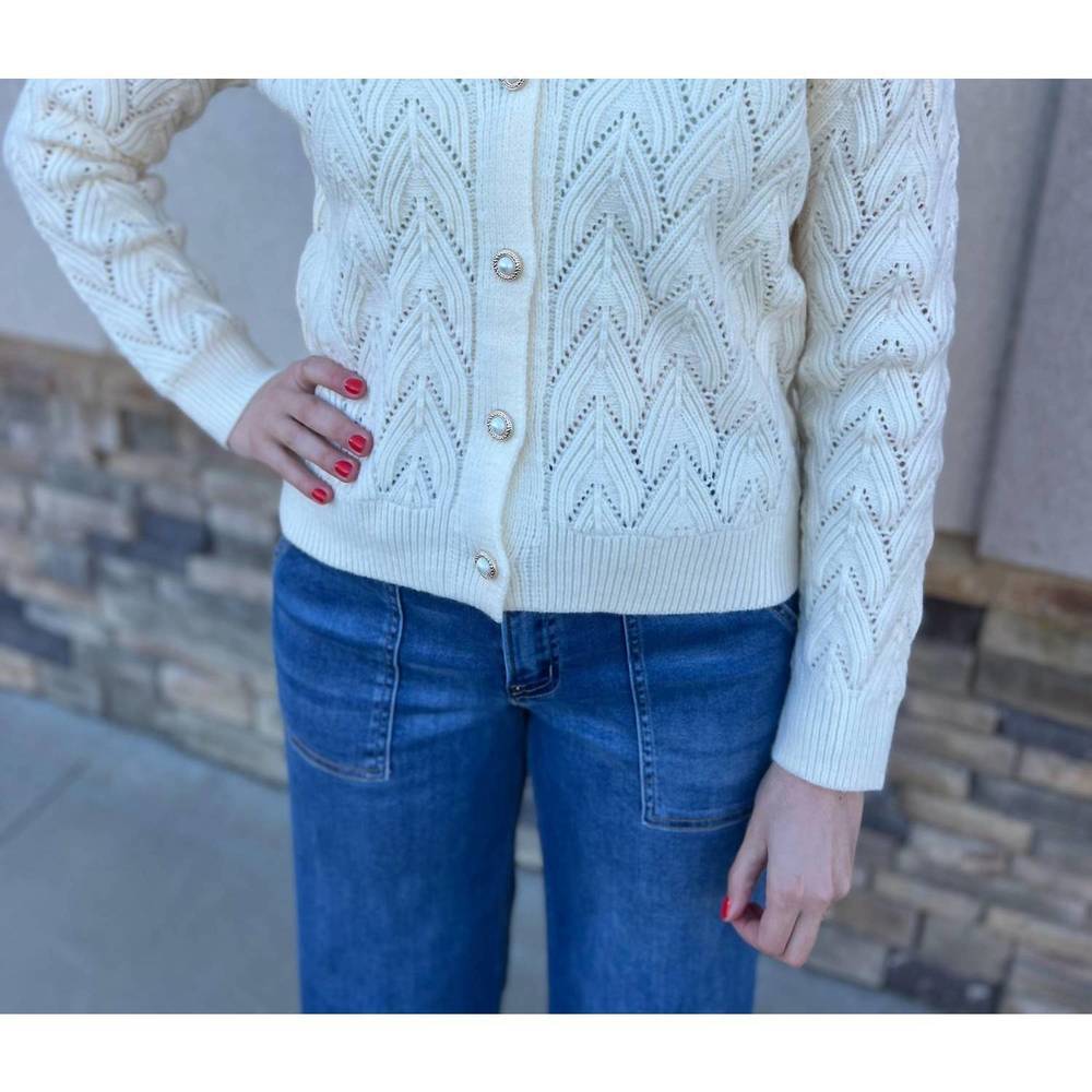 NEW PINCH pearl knit cardigan in ivory